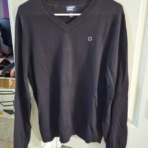 Lands' End Black V-Neck Sweater Classic Knit